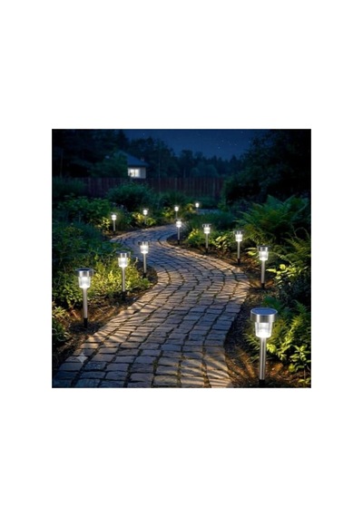 Güneş Enerjili Led Bahçe Aydınlatması, 10'lu Set, Dekoratif 10 Parça Siyah