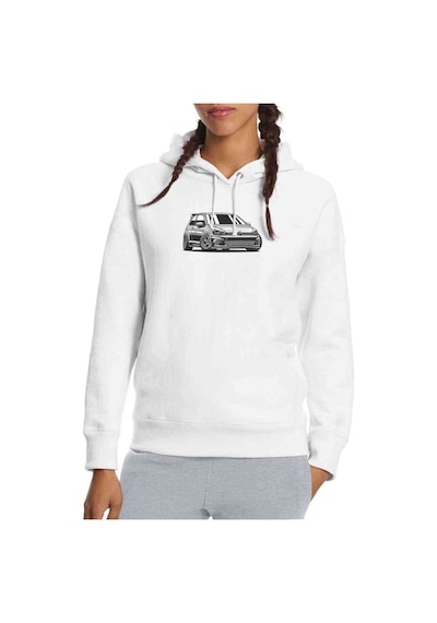 Vw Golf Gtı Baskılı Beyaz Kadın Kapşonlu Sweatshirt (534810671)