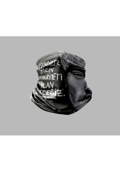 Buffalo Atatürk Tasarımlı Motorcu Buff Maske Outdoor Boyunluk Unisex Bandana Siyah