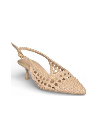 Fox Shoes Y820026509 Ten Örgü Detaylı Alçak Topuklu Kadın Ayakkabı Ten