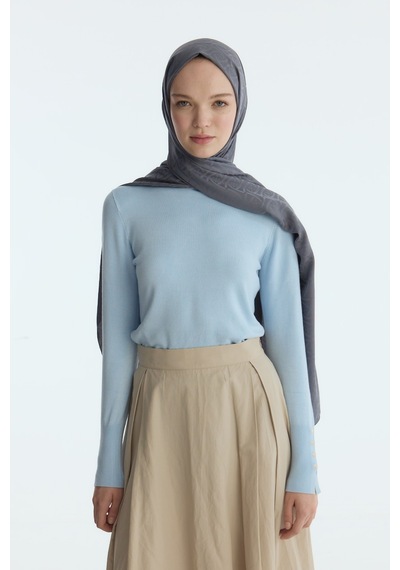 Mirsoy Scarf İpeksi Jakar Şal Sarmaşık Desen Antrasit