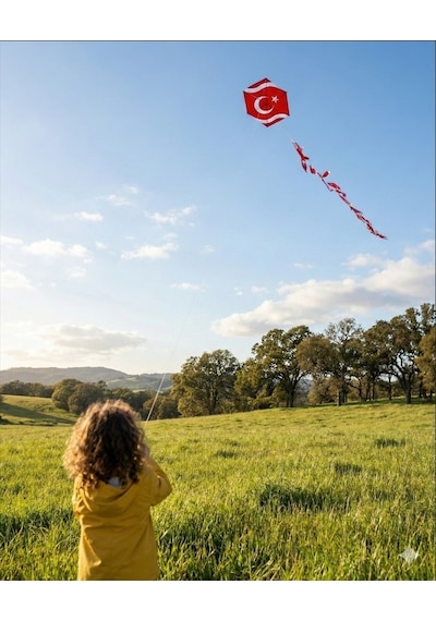 Naylon Altıgen Uçurtma - Bayraklı - Orta Boy