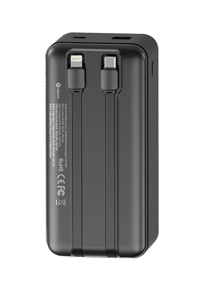 Dexım W4 20.000mah 2x Type C Kablolu 22.5w Pd Led Göstergeli 18w Giriş 20w Çıkış Powerbank - Dca0068 Siyah