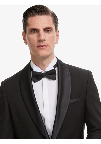 Cacharel Siyah Slim Fit Yün Karışımlı Şal Yaka Smokin Damatlık