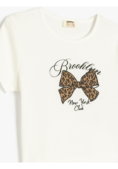 Koton Ekru Kız Çocuk T-shirt 5skg10273ak Ekru