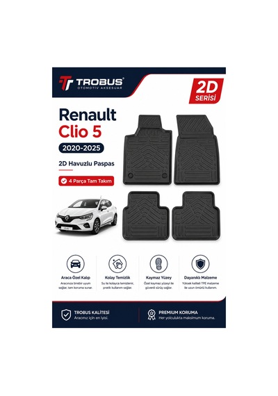 Trobus Renault Clio 5 2019 Sonrası 2d Havuzlu Paspas