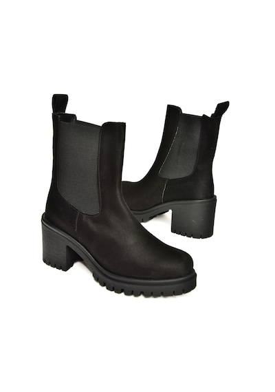 Fox Shoes T726981602 Siyah Süet Lastikli Kalın Topuklu Kadın Bot Siyah