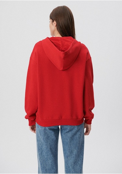 Mavi - Fermuarlı Kapüşonlu Kırmızı Basic Sweatshirt 1611775-82054 Kırmızı