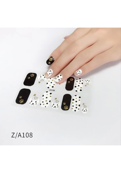 Tırnak Oje Sticker Nail Art Set, Kedi Desenli, 14'lü