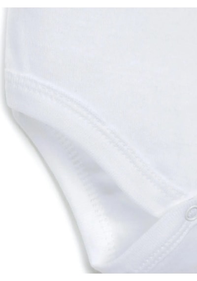 Mixibaby Mixi Baby Pamuklu Çıtçıtlı Bebek Body Bisiklet Yaka 5'li Set Uzun Kol Beyaz