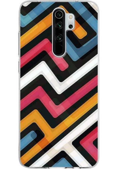 Xiaomi Redmi Note 8 Pro Uyumlu Kapak Labirent Grafiti Tasarımlı Şeffaf Silikon Kılıf Şeffaf