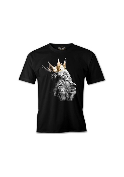Aslan - Kral Taç Siyah Erkek Tshirt