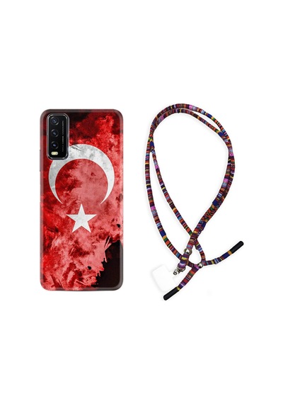 Vivo Y11S Kılıf Rasta Boyun Askılı Şanlı Türk Bayrağı 1315