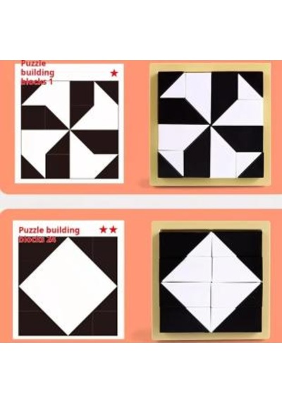 Çok Yönlü Siyah-beyaz Geometrik Yapboz Seti