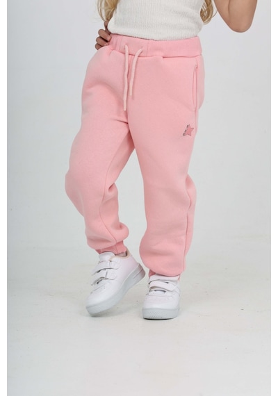 Toontoy Kız Çocuk Kabaran Yıldız Baskılı Eşofman Alt Pembe