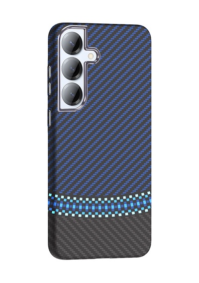 Zore Samsung Galaxy Uyumlu S25 Kılıf M-safe Şarj Özellikli Karbon Fiber Görünümlü Omsy Gros Kapak - Gri-siyah