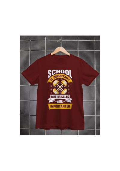 Segungear School Erkek Regular Fit Baskılı Spor Tişört Bordo - 931637380 Bordo