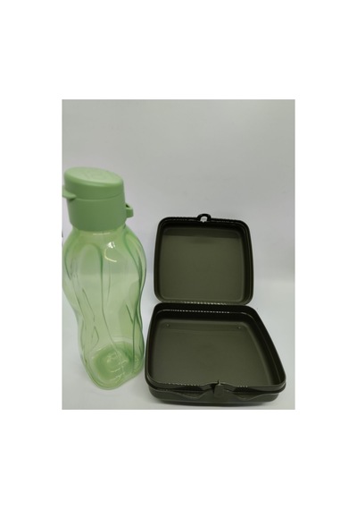 500 Ml Eko Su Şişesi Ve Beslenme Kabı Haki Yeşil Haki Yeşil