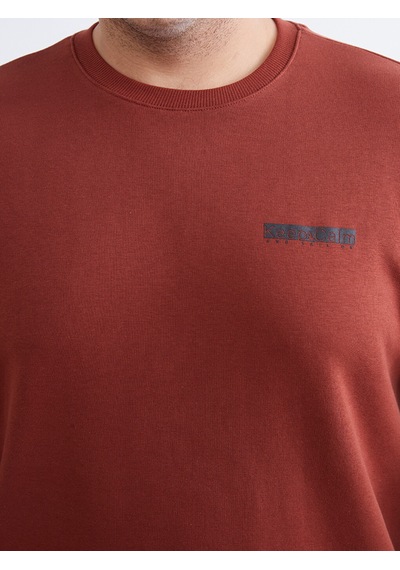 Lcwaıkıkı Classic Turuncu Bisiklet Yaka Baskılı Erkek Sweatshirt