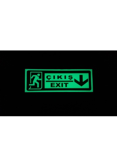 30x10 Cm Fosforlu Yangın Uyarı Exit-çıkış Levhası Aşağı Yön