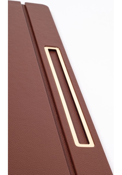 Turgut Office Deri Kapaklı Masa Sümeni Taba Gold Detaylı 50 x 35 CM