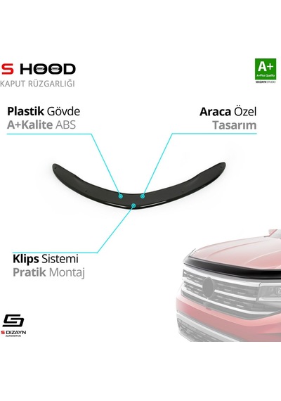 S-dizayn Toyota Corolla Uyumlu Abs Plastik Kaput Rüzgarlığı 2013-2018 A+kalite