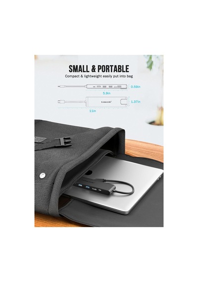 Lemorele Tc25 7 İn 1 Usb Type-c Hub Çoklayıcı Rj45 Ethernet, 2x 3.0 Usb, 4k Hdmı, Sd Kart Okuyuculu Çoğaltıcı