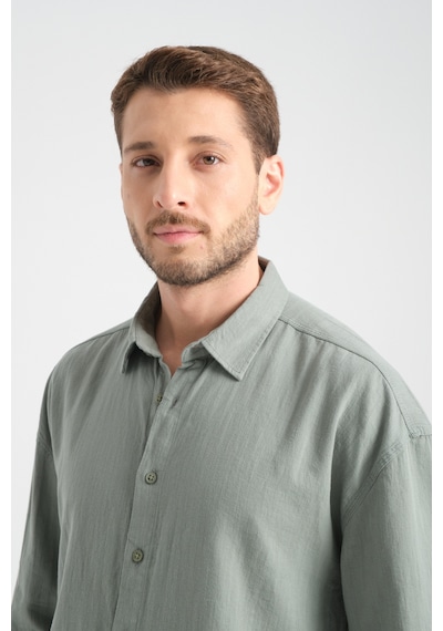 Redline Bond Keten Oversize Rahat Kalıp Premium Kumaş Basic Gömlek Haki