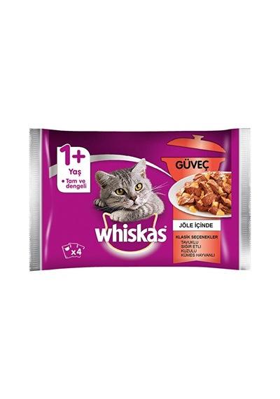 Whiskas Pouch Kedi Maması Güveç 4'lü Paket
