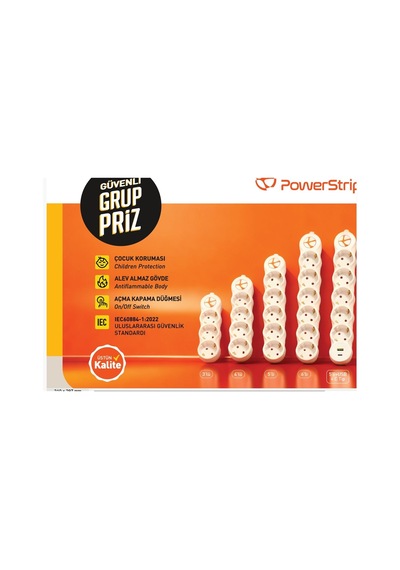 Tuncmatık Powerstrıp5 Tsk19059 1,5m Iec 66884-1:2022 Standartı, Fr Alev Almaz Anahtarlı Grup Priz 0 M
