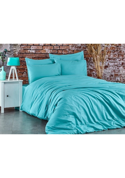 Komfort Home Çift Kişilik Çizgili Pamuk Saten Nevresim Takımı (435498196) Yeşil