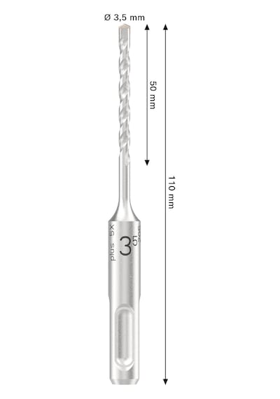 Bosch 1 X Pro Sds Plus-5x Darbeli Matkap Çelik Beton, Beton İçin, Çap 3,50 Mm, Profesyonel Aksesuar, Darbeli Matkap İçin
