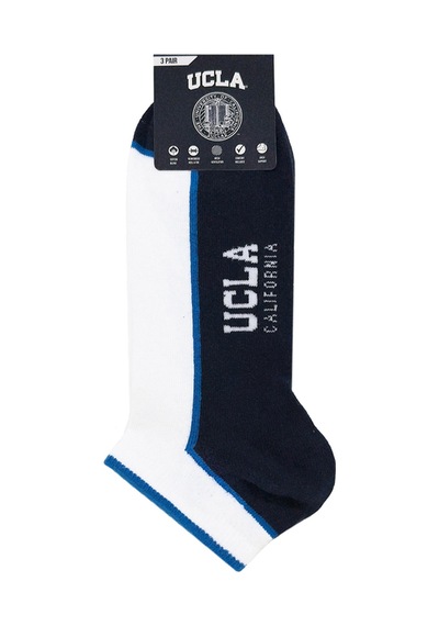 Ucla Sorrel 3'lü Beyaz-lacivert Kısa Jakarlı Pamuk Standard Fit Unisex Çorap