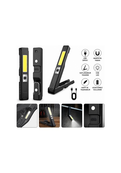 Gold Silver Gs-2070 30w Şarjlı Mıknatıslı Katlanabilir Led Çalışma Tamirci Feneri