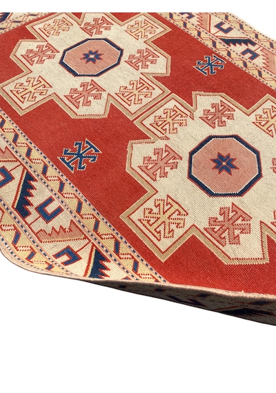 El Dokuma Eskitme Milas Halısı 130x190 Vintage Krem Yün Halı KREM