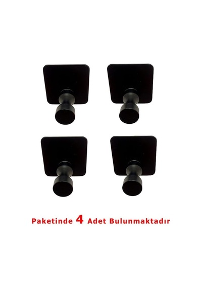 Kendinden Yapışkanlı Havlu Bornoz Banyo Askılık İnce Belli Tekli Mat Siyah 4 Lü Paket Diğer
