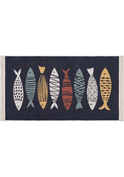 Mudo Home Larıssa Renkli Fısh Kilim Lacivert 80x150 Diğer