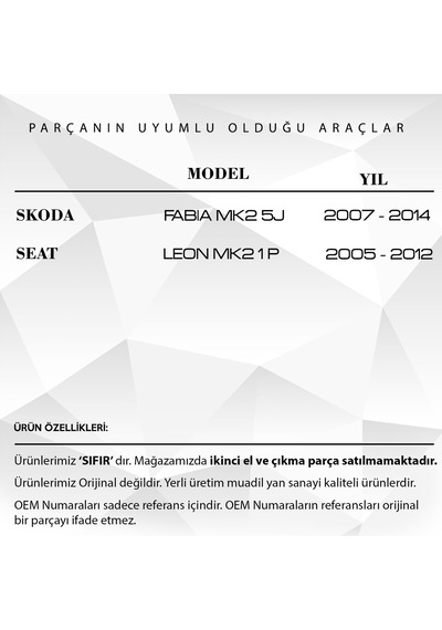 Skoda Fabia İçin Bagaj Kilit Dişlisi