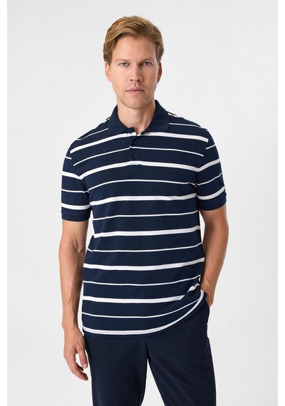 Back And Bond Regular Fit Lacivert Düğmeli Polo Yaka Tişört