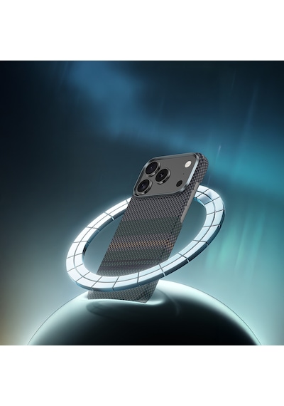 Apple Uyumlu iPhone 17 Pro Max Kılıf M-safe Şarjlı Karbon Fiber Benks Aurora Armorpro Kevlar Kapak Yeşil