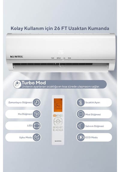 Kumtel Matsu KMSAC-18 A++ 18000 BTU Inverter Duvar Tipi Klima