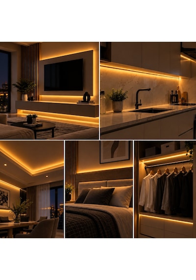 Şerit Led Amber 220v Yüksek Parlaklık 120 Led/m Tak Çalıştır Fişli Anahtarlı Silikonlu İç/dış Mekan 15 Metre