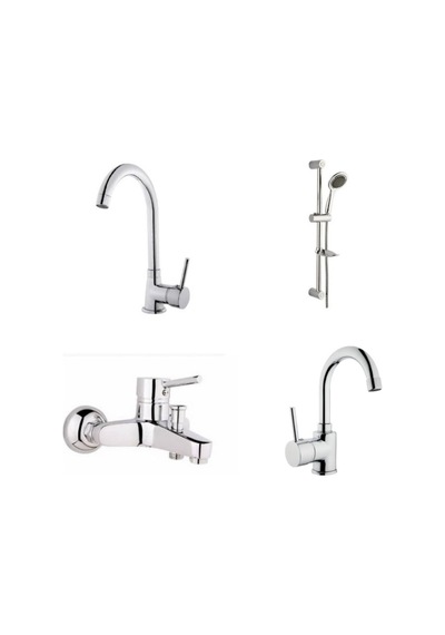 Erce Delta Banyo evye ve Lavabo Bataryası sürgülü Duş Takımı Krom