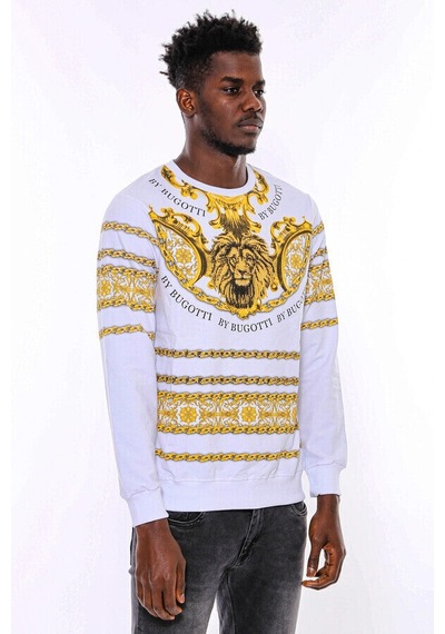 Wessi Beyaz Baskılı Taşlı Sweatshirt Beyaz