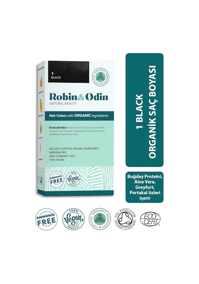 Robin & Odin Organik Kalıcı Saç Boyası 1 Black (548733524)