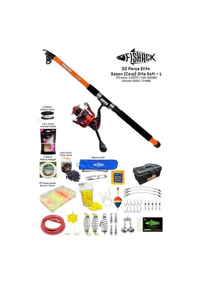 Fishack 22 Parça Elite Sazan Carp Olta Seti L - 3.30mt / 100-300gr