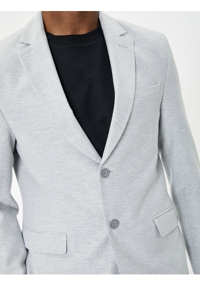 Koton Blazer Ceket Slim Fit Cep Detaylı Düğmeli Gri 5wam50001hk Gri