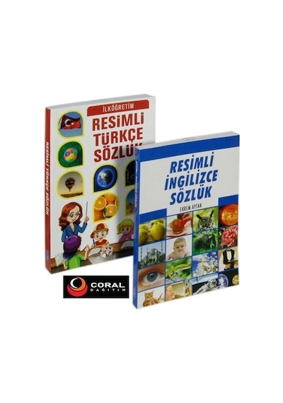 İlköğretim Resimli Türkçe ve İngilizce Sözlük Seti - 2 Kitap Takım- Coral Dağıtım