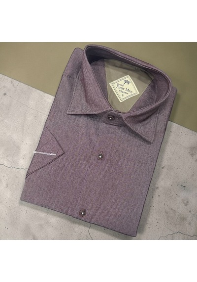 Eren Style Linen Keten Klasik %100 Cotton Kısa Kollu Terletmeyen Gömlek Mürdüm