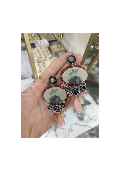 Reçine Sallantılı Model Küpe Çok Renkli